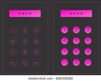 Circular buttons with numbers, web buttons in pink, number buttons vector.