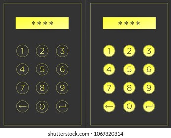 Circular buttons with numbers, web buttons in yellow, number buttons vector.