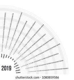 Circular Calendar 2019 Year. Minimal Date Poster