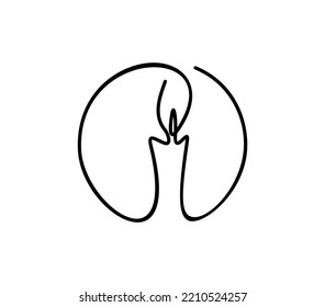 circular candle line art on white background