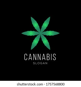 plantilla de ilustración de vector de diseño de logotipo de hoja de cannabis circular
