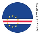 Circular Cape Verde national flag symbol. Country emblem for travel, island and African culture.