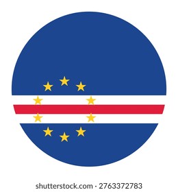 Circular Cape Verde national flag symbol. Country emblem for travel, island and African culture.