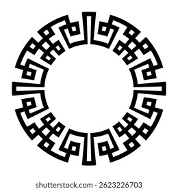 Padrão de quadro geométrico celta circular. Padrão clássico tradicional. Arredondar quadro com chave grega meandros. Ornamento vetor oriental no estilo barroco. Círculo do Império Romano, Grécia Antiga.