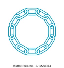 A circular chain link icon representing connection, strength, and unbreakable bonds.