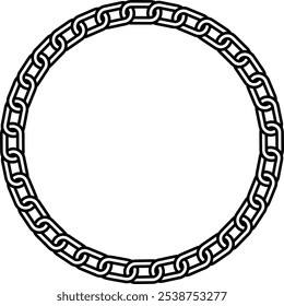 Circular chain links. Vector outline frame border.
