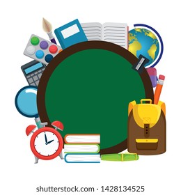 circular chalkboard with set items