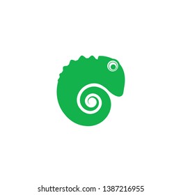 Circular chameleon brand company mascot logo icon illustration