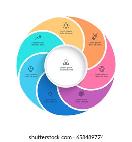 Circular chart with 7 steps, options. Vector template.