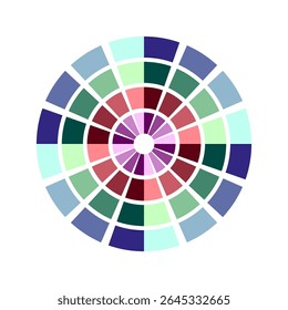 Circular chart diagram. Colorful pie segments. Vector data visualization. Statistical wheel pattern.