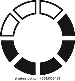 Circular chart is divided into sections, symbolizing data analysis, statistics, and information visualization for business presentations and reports