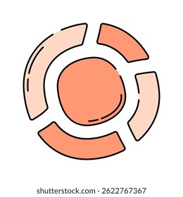 Circular Chart Doodle style, segmented round chart, suitable for showing portions or percentage-based information.