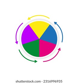 Circular Chart Element. Pie chart with arrows around it. Vector illustration. stock image.