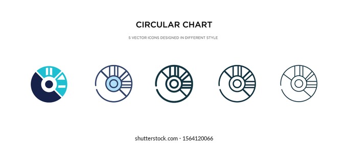 circular chart icon in different style vector illustration. two colored and black circular chart vector icons designed in filled, outline, line and stroke style can be used for web, mobile, ui