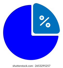 Circular chart icon with percentage symbol, representing data analytics, statistics, and progress tracking. Ideal for dashboards and financial reports.