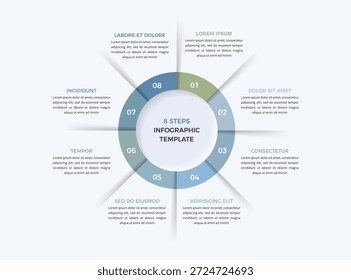 Infográfico de gráfico circular com oito segmentos numerados