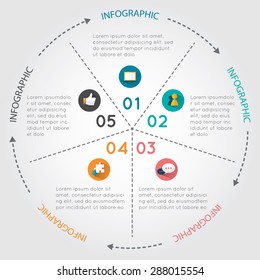 Circular Chart Infographic. Pie chart with arrows around it on white background.