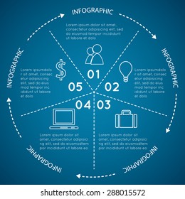 Circular Chart Infographic. Pie chart with arrows around it.