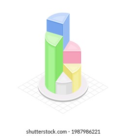 Circular Chart as Isometric Infographic as Graphic Visual Representation of Information or Data Vector Illustration