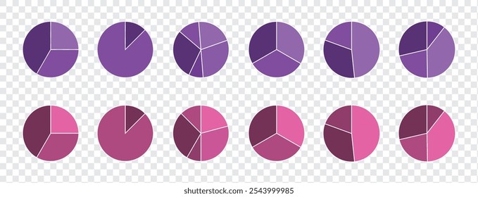 Circular chart. Wheel division into fractions with colorful segments, circular shape sectors. Vector infographic