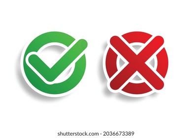 Circular Check Mark And Cross Bullet Point Button