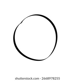 Icono de Casilla de verificación circular con un centro vacío y un contorno esbozado en estilo dibujado a mano.
