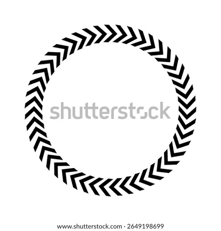 Circular chevron arrow loop, rotating ring of arrows in black, representing cycle, movement, or continuous flow