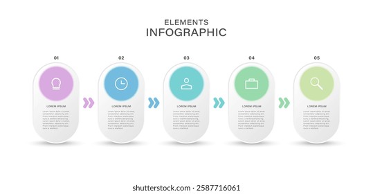 Circular choice template for business success presentation infographic chart design. 5 steps or options