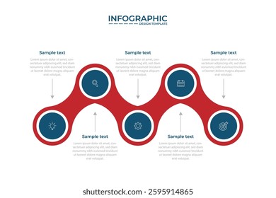 Circular choice template for business success presentation infographic chart design. Commercial analytics infochart with icons. Instructional graphics with 5 steps for banners creation