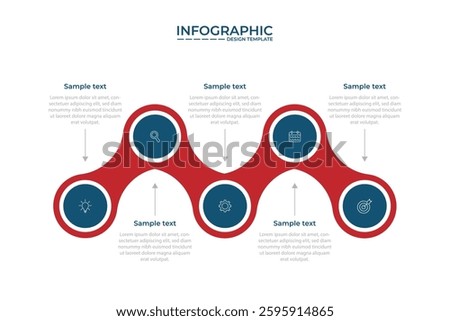 Circular choice template for business success presentation infographic chart design. Commercial analytics infochart with icons. Instructional graphics with 5 steps for banners creation