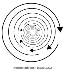 Circular, circle arrow right. Radial arrow icon, symbol. Clockwise rotate, twirl, twist concept element. Spin, vortex pointer. Whirlpool, loop cursor shape