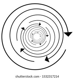 Circular, circle arrow right. Radial arrow icon, symbol. Clockwise rotate, twirl, twist concept element. Spin, vortex pointer. Whirlpool, loop cursor shape