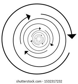 Circular, circle arrow right. Radial arrow icon, symbol. Clockwise rotate, twirl, twist concept element. Spin, vortex pointer. Whirlpool, loop cursor shape