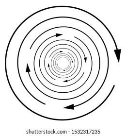 Circular, circle arrow right. Radial arrow icon, symbol. Clockwise rotate, twirl, twist concept element. Spin, vortex pointer. Whirlpool, loop cursor shape