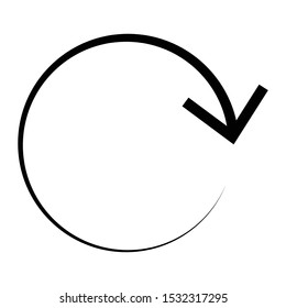 Circular, circle arrow right. Radial arrow icon, symbol. Clockwise rotate, twirl, twist concept element. Spin, vortex pointer. Whirlpool, loop cursor shape