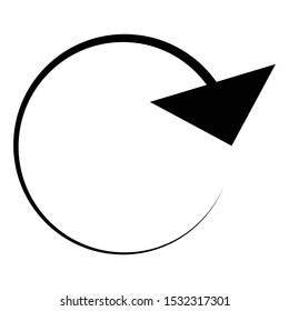 Circular, circle arrow right. Radial arrow icon, symbol. Clockwise rotate, twirl, twist concept element. Spin, vortex pointer. Whirlpool, loop cursor shape