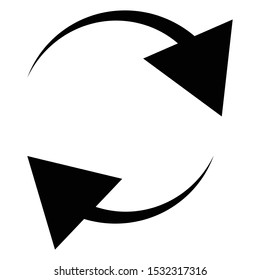 Circular, circle arrow right. Radial arrow icon, symbol. Clockwise rotate, twirl, twist concept element. Spin, vortex pointer. Whirlpool, loop cursor shape