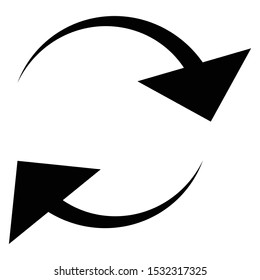 Circular, circle arrow right. Radial arrow icon, symbol. Clockwise rotate, twirl, twist concept element. Spin, vortex pointer. Whirlpool, loop cursor shape
