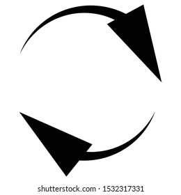 Circular, circle arrow right. Radial arrow icon, symbol. Clockwise rotate, twirl, twist concept element. Spin, vortex pointer. Whirlpool, loop cursor shape