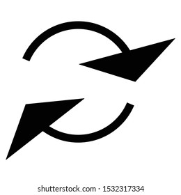 Circular, circle arrow right. Radial arrow icon, symbol. Clockwise rotate, twirl, twist concept element. Spin, vortex pointer. Whirlpool, loop cursor shape