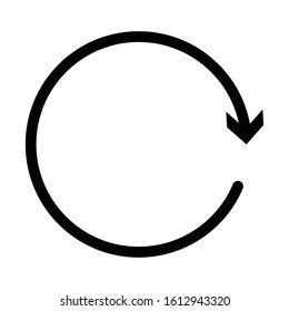 Circular, circle arrow right. Radial arrow icon, symbol. Clockwise rotate, twirl, twist concept element. Spin, vortex pointer. Whirlpool, loop cursor shape