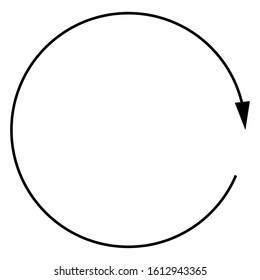 Circular, circle arrow right. Radial arrow icon, symbol. Clockwise rotate, twirl, twist concept element. Spin, vortex pointer. Whirlpool, loop cursor shape
