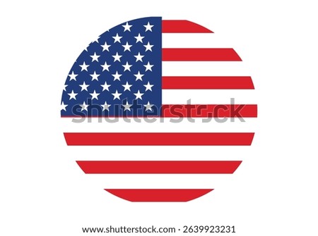 Circular Circle Flag Icon Logo of USA America. Round or Circle Flag Selection Button Badge Icon with USA America Flags Vector Image. National symbol of USA. USA America patriotic sign flag.