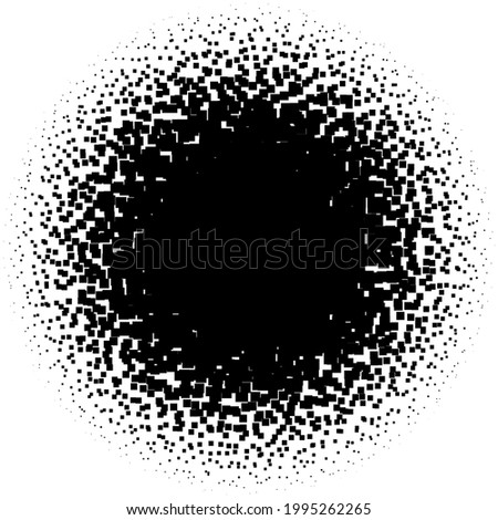 Circular, circle halftone made of squares. Squares geometric abstract element, icon