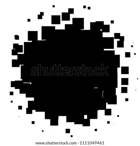 Circular, circle halftone made of squares. Squares geometric abstract element, icon