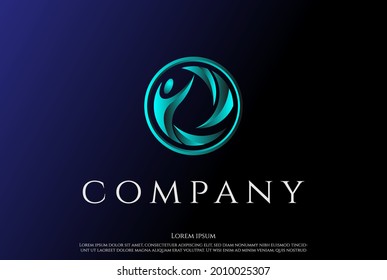 Circular Circle Human for Healthy Logo Design Vector