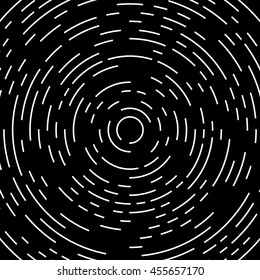 Circular, circling, spiral lines. Irregular asymmetric monochrome pattern, element