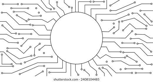 marco de placa de circuito circular con espacio de copia