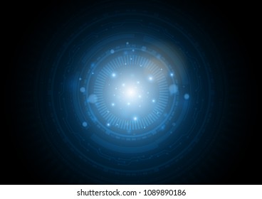 Circular circuit glowing in the lights, Technology abstract, Sci-fi and communication concept, Vector illustration background.