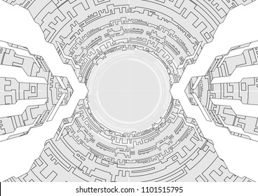 Circular circuit line, Technology abstract and communication concept, Vector illustration background.